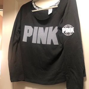 Black long sleeve off the shoulder sweatshirt